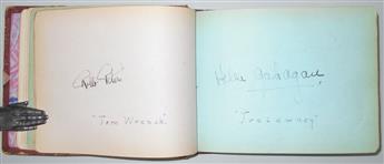 (THEATER.) Autograph album containing over 20 Signatures by the producer and nearly the entire cast of the 1927 production of Trelawny